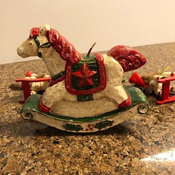 Rocking Horses; 3 teddy bear ornaments and one candle - Picture 14 of 16